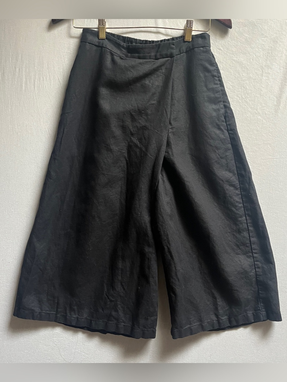 Muji Womens Medium Cotton Blend Asymmetrical Wrap Front Wide Leg Culotte Pants